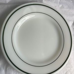 Vintage Pyrex Corning ware green band dinner plate 9”